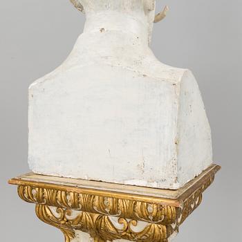 HERMAN NEUJD, a plaster sculpture depicting King Gustaf V, signed and dated 1909.