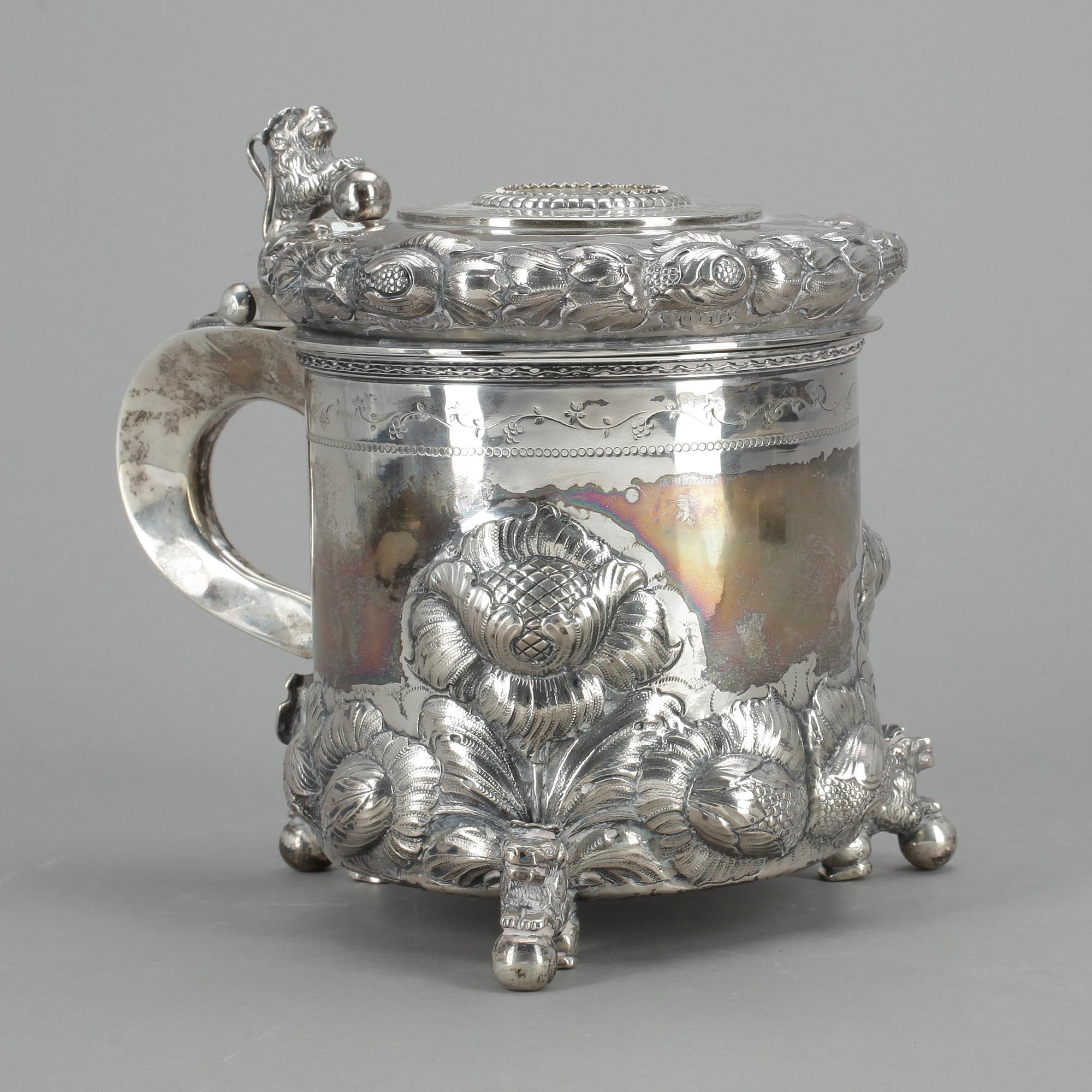 DRYCKESKANNA, silver, barockstil, GAB, Stockholm, 1937. Vikt ca 1246g.