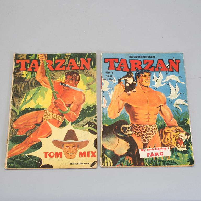 SERIETIDNINGAR, Tarzan, nr 1-4, samt 6, 1951.