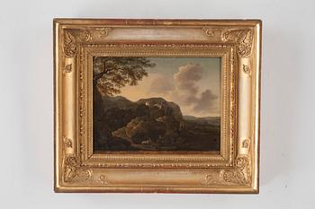 Italian school 18th Century, Landscape with Shepherd and goats.