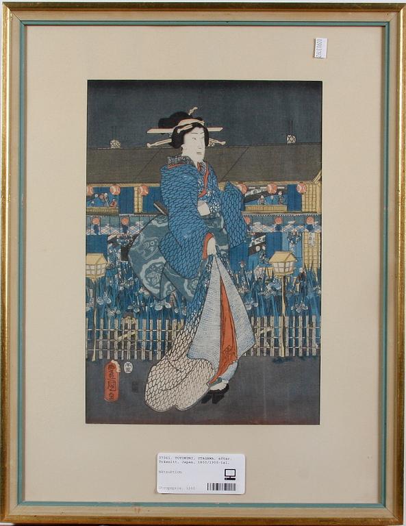 TOYOKUNI, UTAGAWA, hans skola. Träsnitt, Japan, 1800/1900-tal.