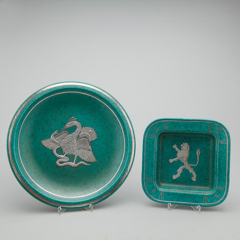 FAT, 2 st, keramik, "Argenta", Wilhelm Kåge, Gustavsberg.