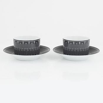 Hermès, tea cups with saucers, a pair, "H-Deco tea cup and saucer".