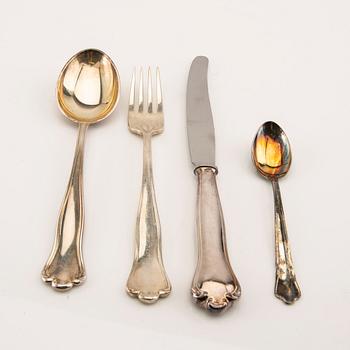 Cutlery 39 pieces silver mostly Hallberg Stockholm 1950/60s weight in total 2303 grams.