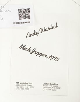 ANDY WARHOL, efter, färgoffsettryck, ANNOUNCEMENT CARD, Mick Jagger, 1975.