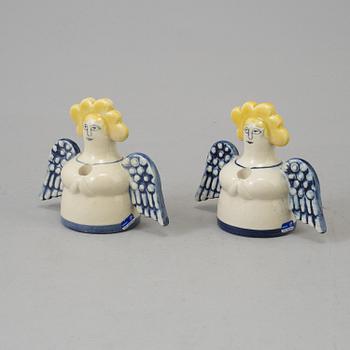 A pair of stoneware angel candel sticks from Gustavsberg.