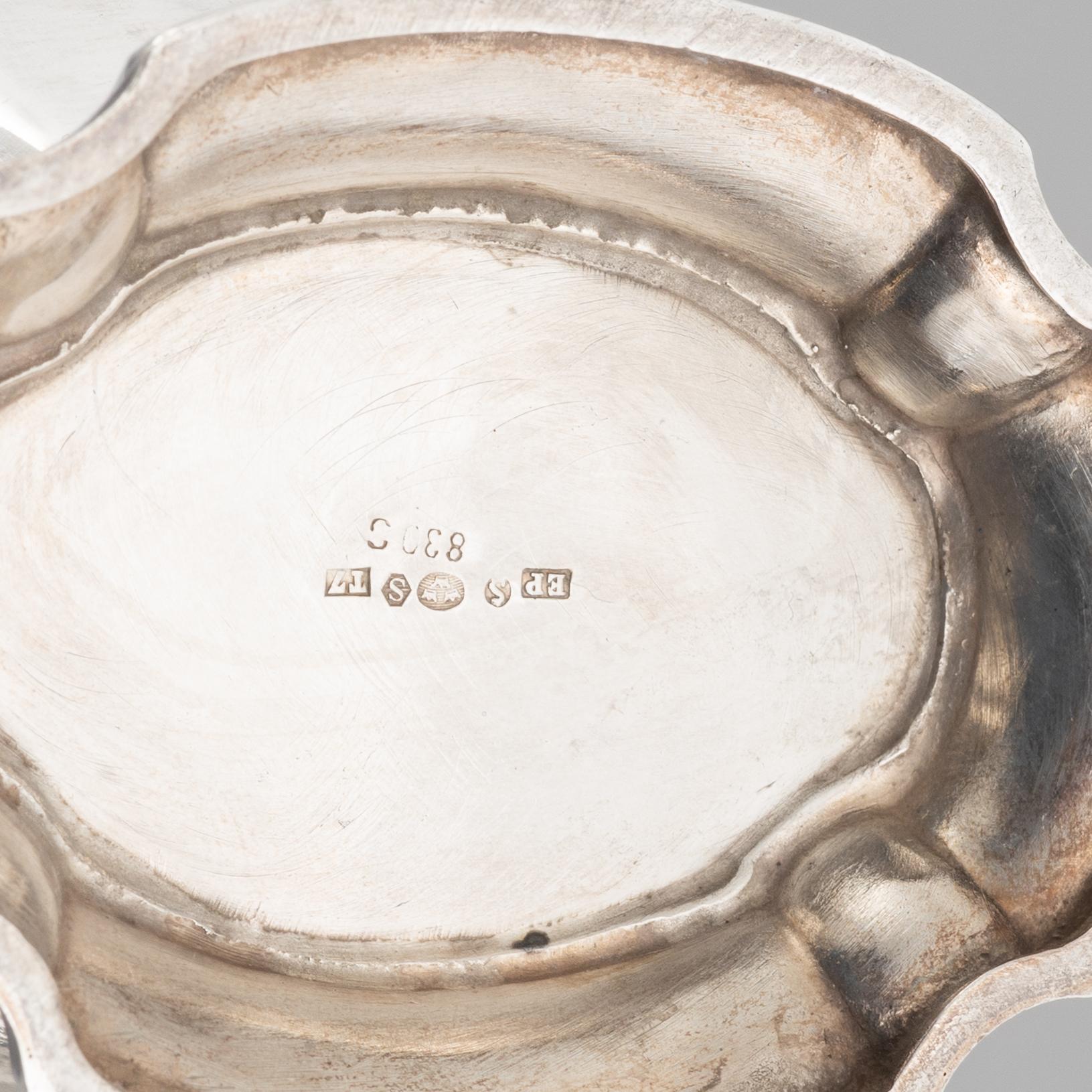 A Swedish silver sugarbowl and a creamer, marks of Evald Pettersson, Skövde 1921.