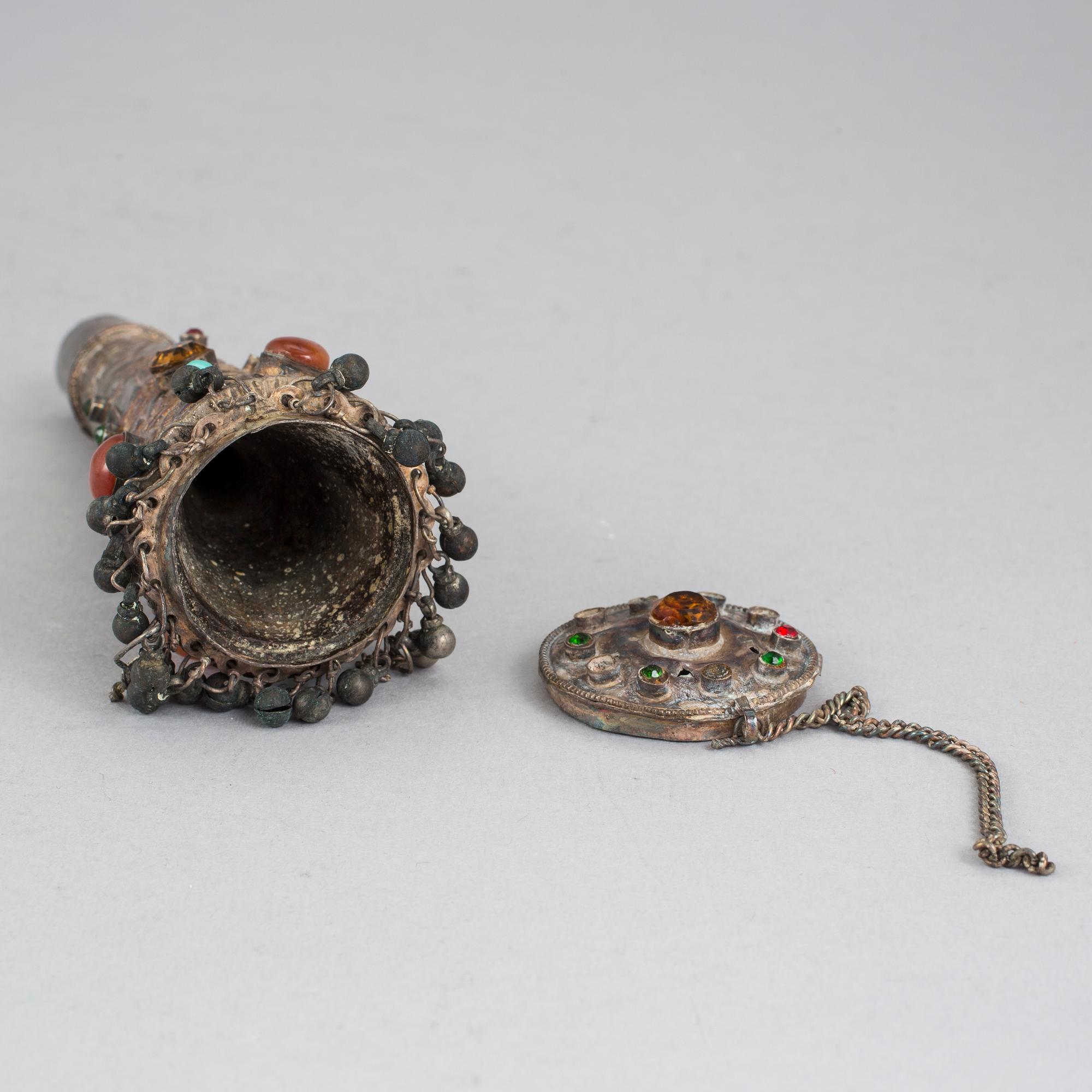 An inlaid silver pipe. presumably India, early 20th century.