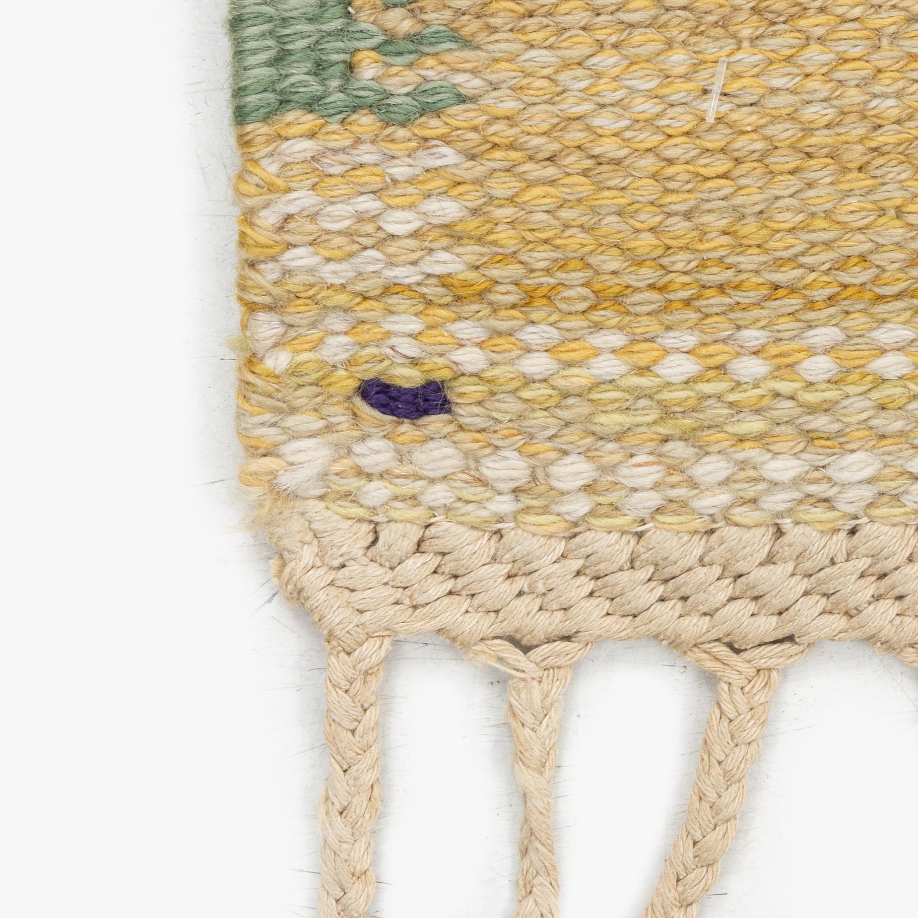 Barbro Nilsson, a 'Falurutan, gul' carpet, flat weave, c. 172 x 118 cm signed AB MMF BN.