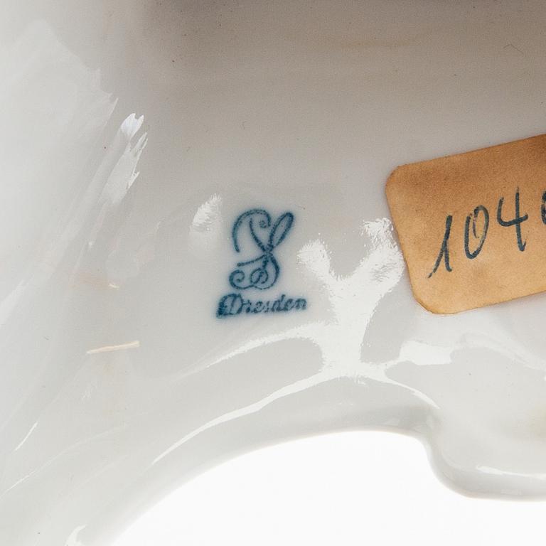 Kandelabrar ett par Rokoko-stil Dresden Tyskland porslin 1900-talets mitt.