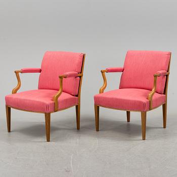 A pair of "model 969" armchairs by Josef Frank, Svenskt Tenn.