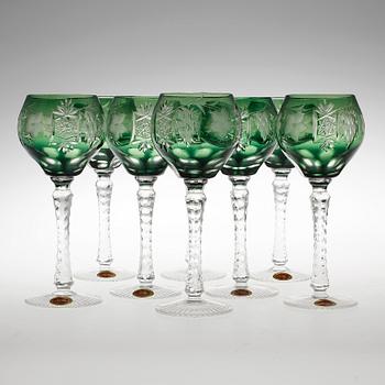 VITVINSGLAS, 8 stycken. Böhmen, 1900-talets tredje kvartal.