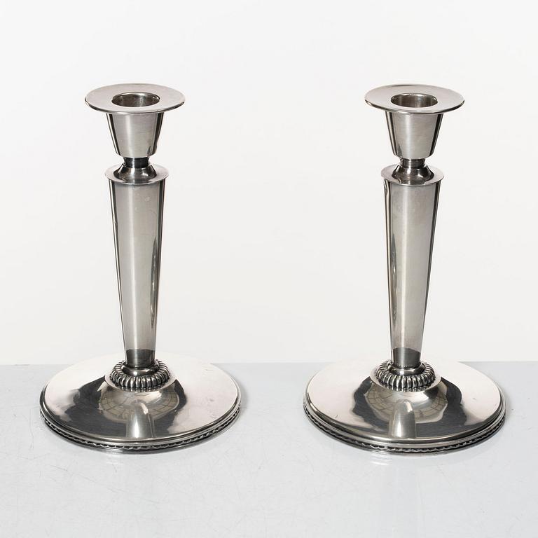 Eric Råström, a pair of silver candelsticks, CG Råström, Stockholm 1976.