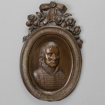 A portrait medallion, copper, 19th century.