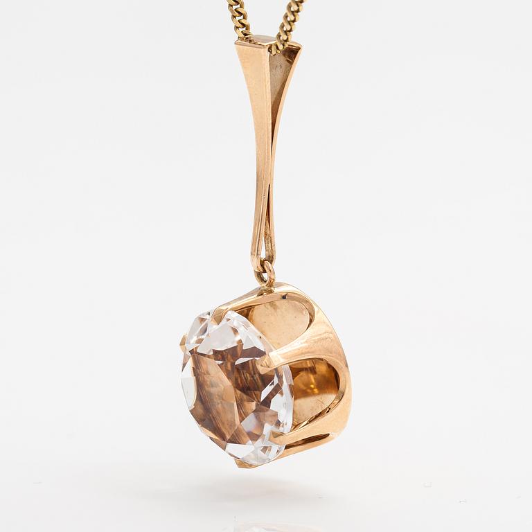 Elis Kauppi, A 14K gold necklace with a rock crystal. Kupittaan kulta, Turku 1966.