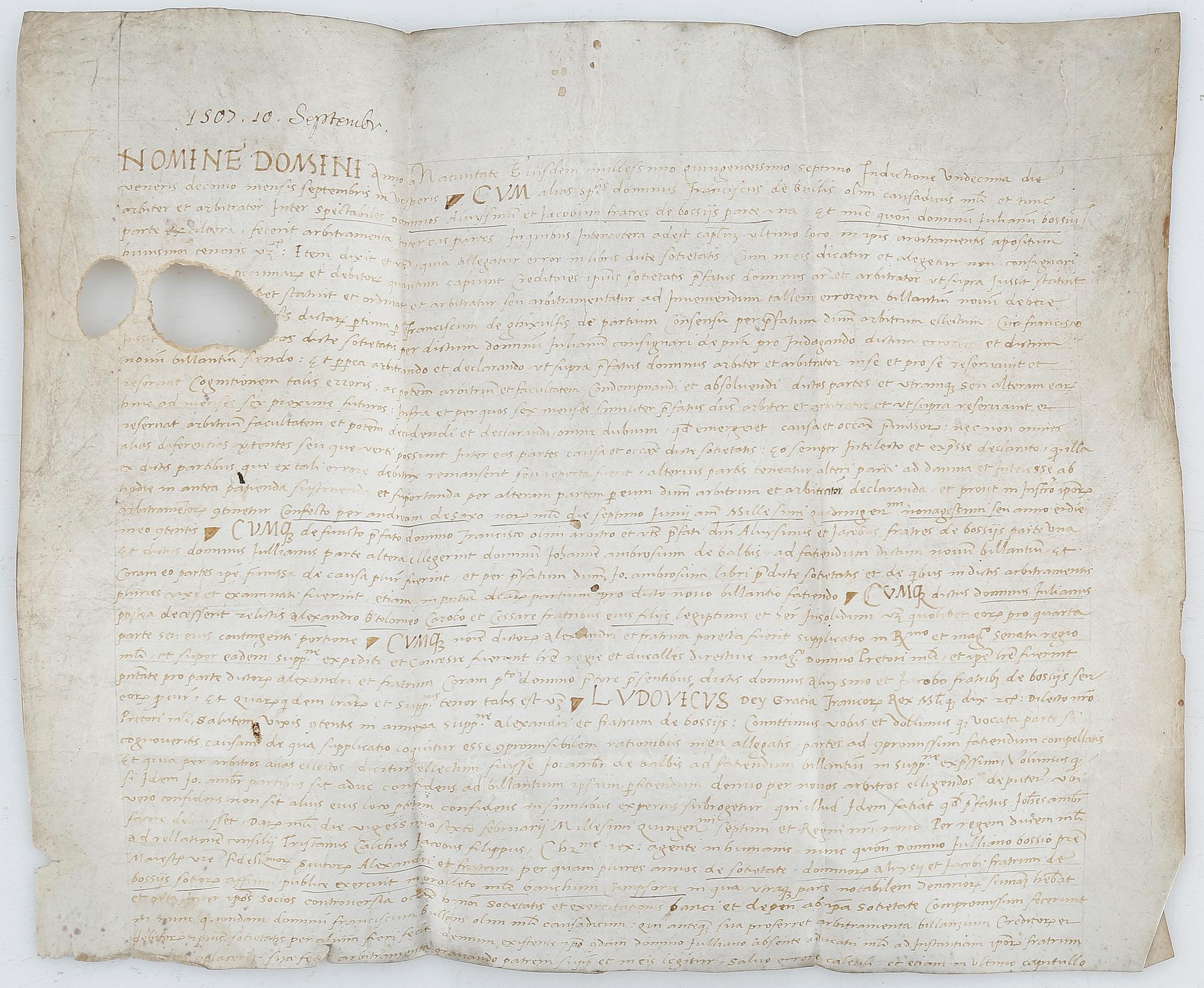 PERGAMENTDOKUMENT, 2 st, daterade 10 september 1507 resp 18 augusti 1519.