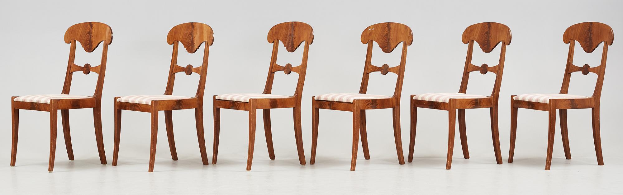 A set of six mid 19th century chairs.