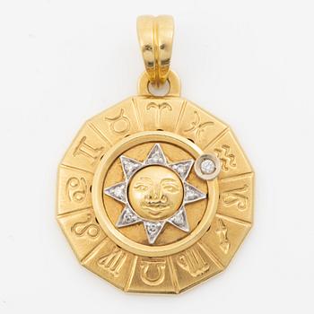 Berlock, zodiak, 18K guld med briljantslipade diamanter.