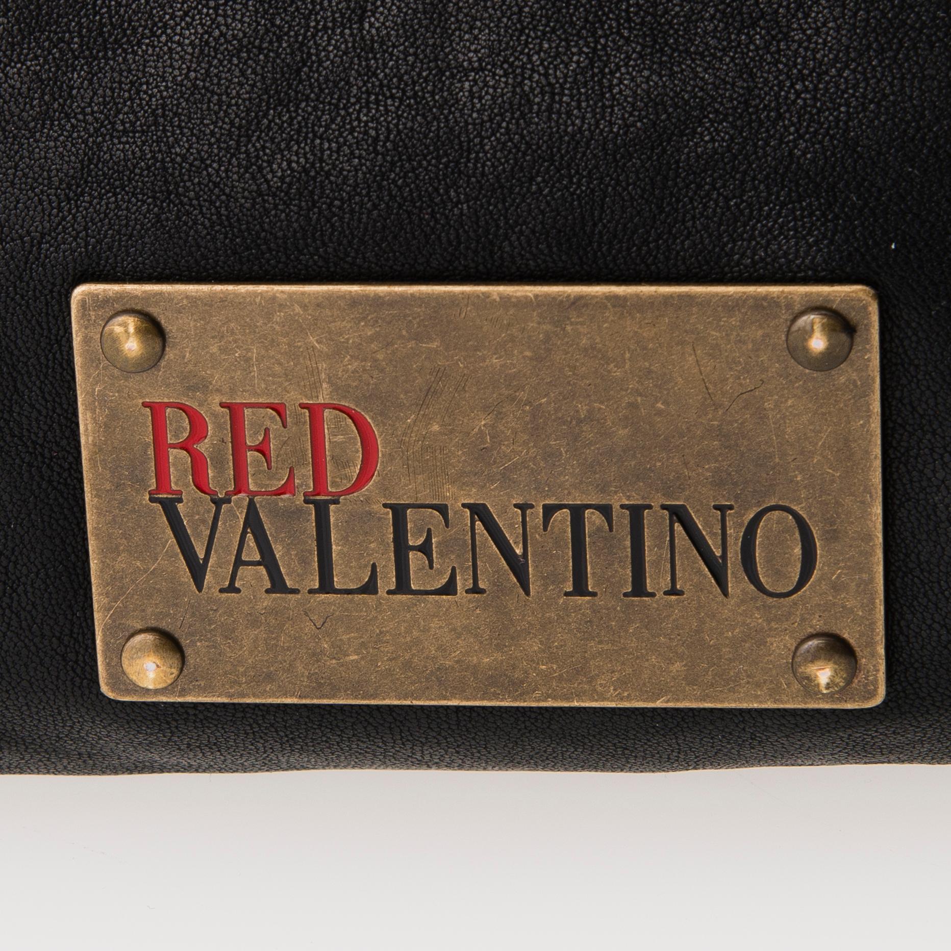Red Valentino Black Leather Evening Bag.