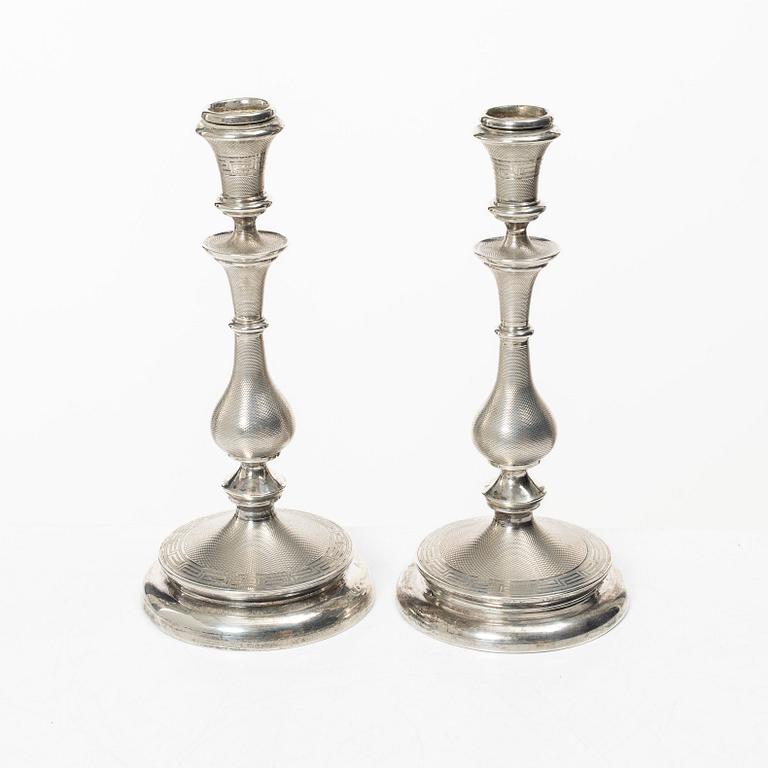A pair of Swedish silver candelsticks, mark of Lars Larsson & Co,  Stockholm 1872.
