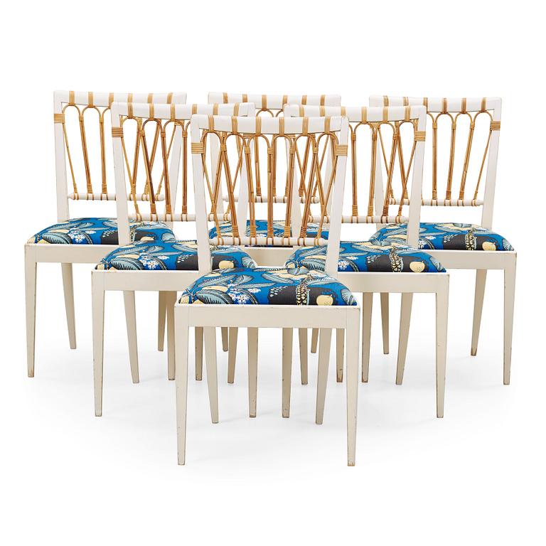 JOSEF FRANK, stolar, 6 st, Firma Svenskt Tenn, modell 1165.