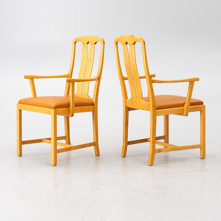 Carl Malmsten, Armchairs, 6 pieces, “Ambassadör”, Åfors Möbelfabrik, late 20th century.