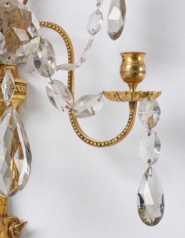 Vägglystrar, ett par, för två ljus, 1800-tal, Louis XVI-stil.