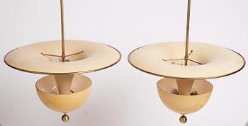 Bertil Brisborg, & Olle Elmgren, a pair of ceiling lamps, Nordiska Kompaniet, 1940s.