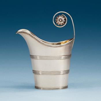 A Swedish early 19th century parcel-gilt cream-jug, makers mark of Pehr Zethelius, stockholm 1800.