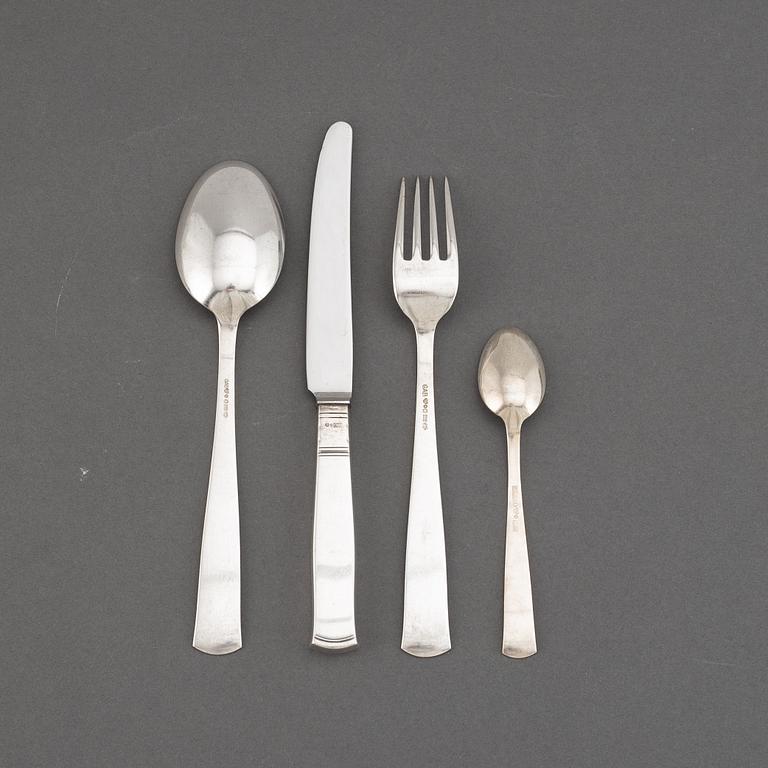 JACOB ÄNGMAN, bestickservis, 36 delar, silver, modell "Rosenholm", GAB, Stockholm 1950-tal.