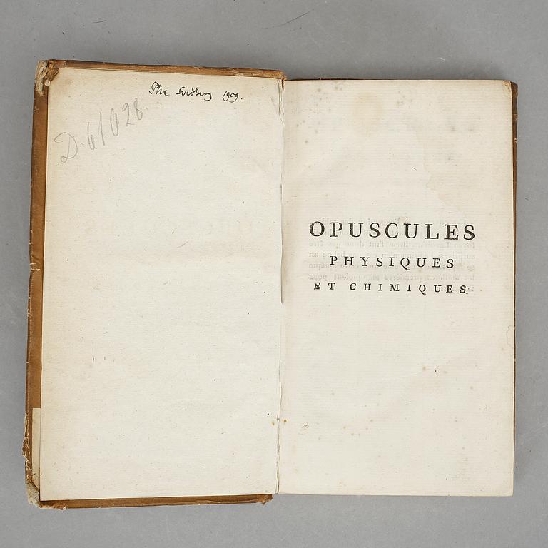 ANTOINE LAURENT LAVOSIER (1743-94), Opuscules physiques et chimique, Deterville, Paris 1801.