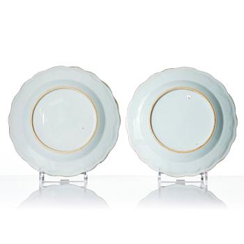 A pair of famille rose armorial dishes, Qing dynasty, Qianlong (1736-95).