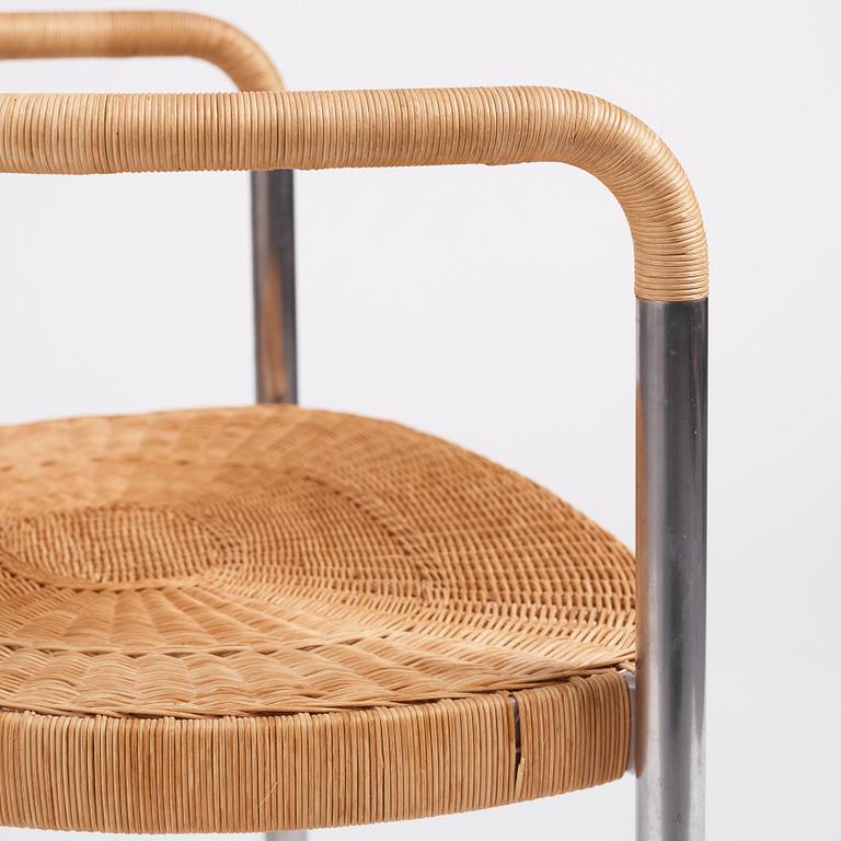 Poul Kjaerholm, a steel and rattan 'PK12' chair, E Kold Christensen, Denmark, early 1960s.