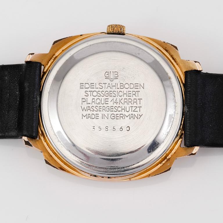 ARMBANDSUR, guld på stål, "Spezimatic", Glashütte, 1900-talets mitt.