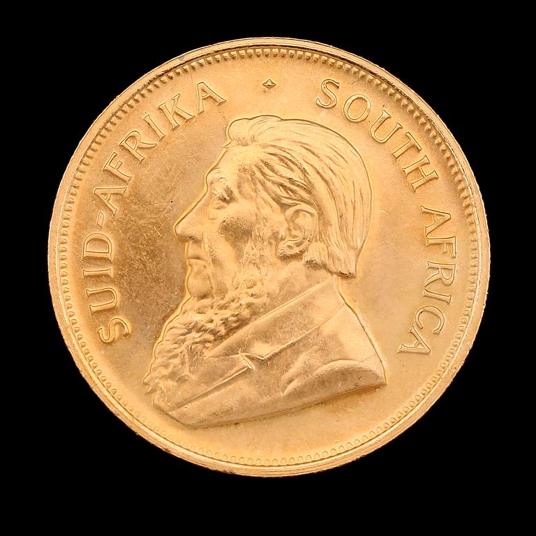 GULDMYNT, finguld, Krugerrand, Sydafrika, 1981. Vikt ca 34 g.