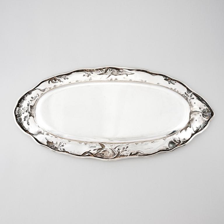 W.A. Bolin, a sterling silver fish serving platter, Stockholm 1939.