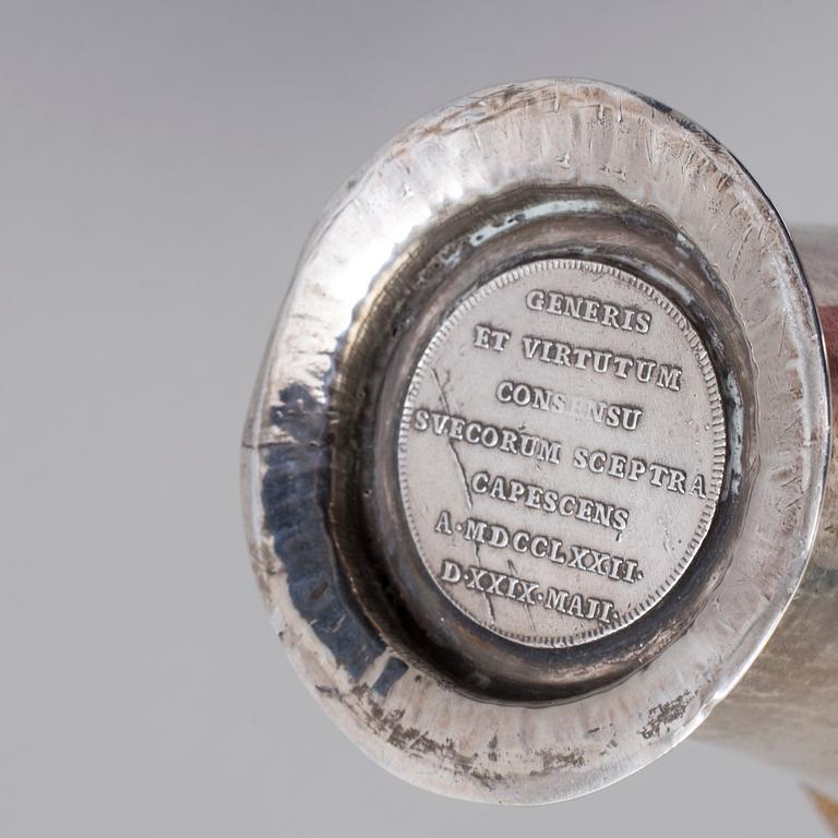 BÄGARE, silver, Anders Hjulström (1784-1816), Köping, 1796. Vikt 84 g.