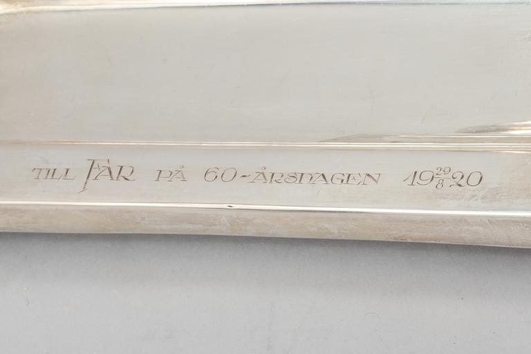 SKRIVSTÄLL, tre delar, silver och glas, K Andersson, Göteborg, 1904.