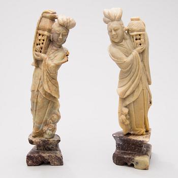 Five 20th Century Chinese soapstone figurines.