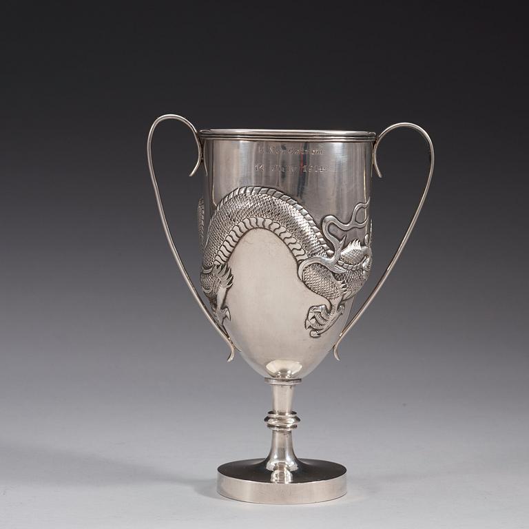A silver cup with makers mark of Wang Hing, Hong Kong, early 20th Century.