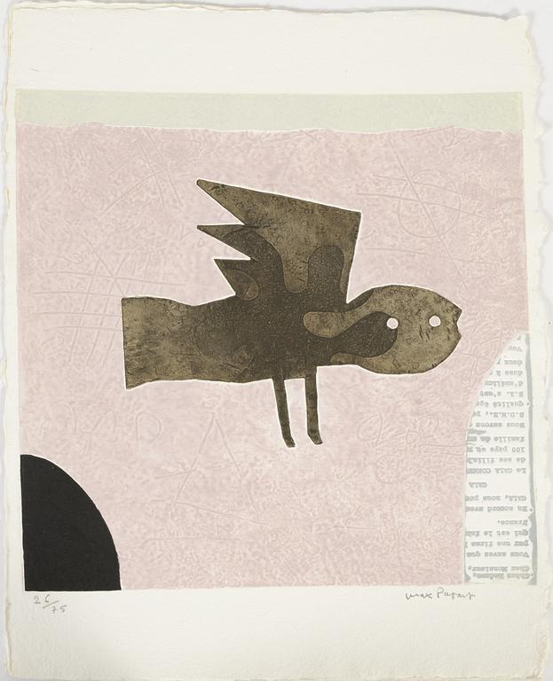 Max Papart, portfolio with 3 etchings in colour, signed 26/75.