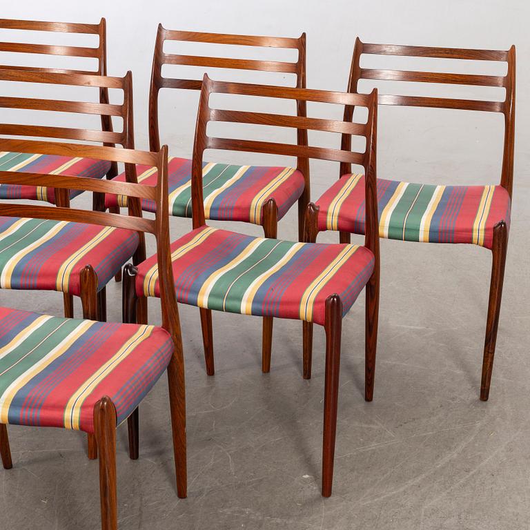 Niels Otto Møller dining table and 6 chairs model 78 Slagelse Möbelvaerk A/S Danmark 1960-tal.