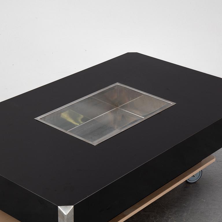 WILLY RIZZO, a black and chrome coffee table, second half of the 20th Century.