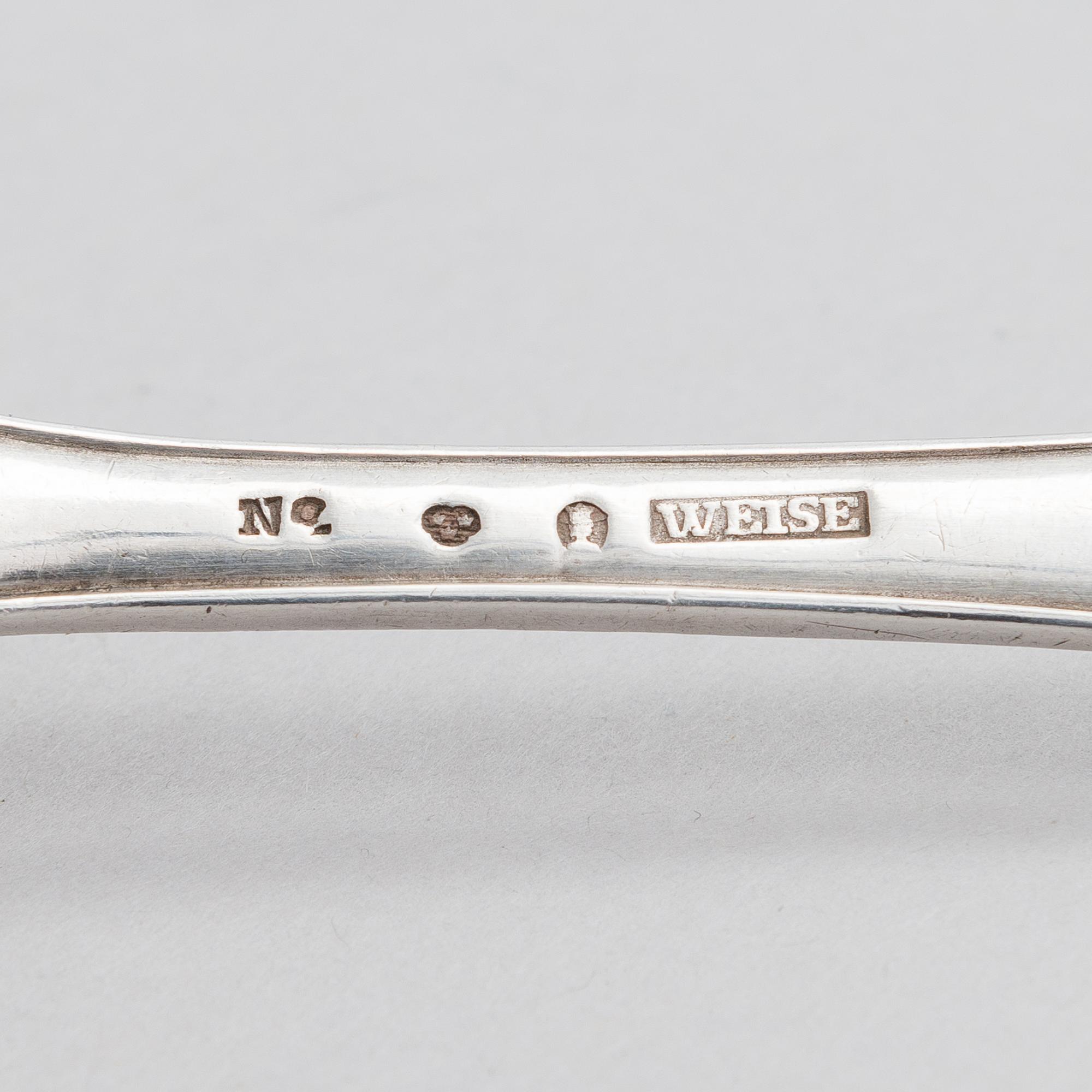 ANDERS FREDRIK WEISE, A pair of late 18th-century silver spoons, mark of Weise, Stockholm 1795.