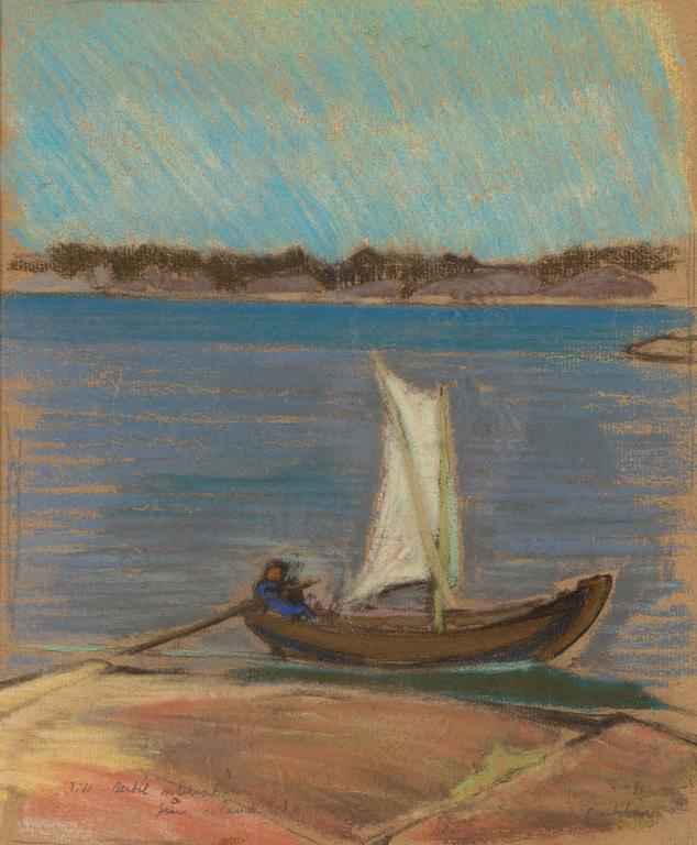Roland Svensson, Rowboat by the cliff.