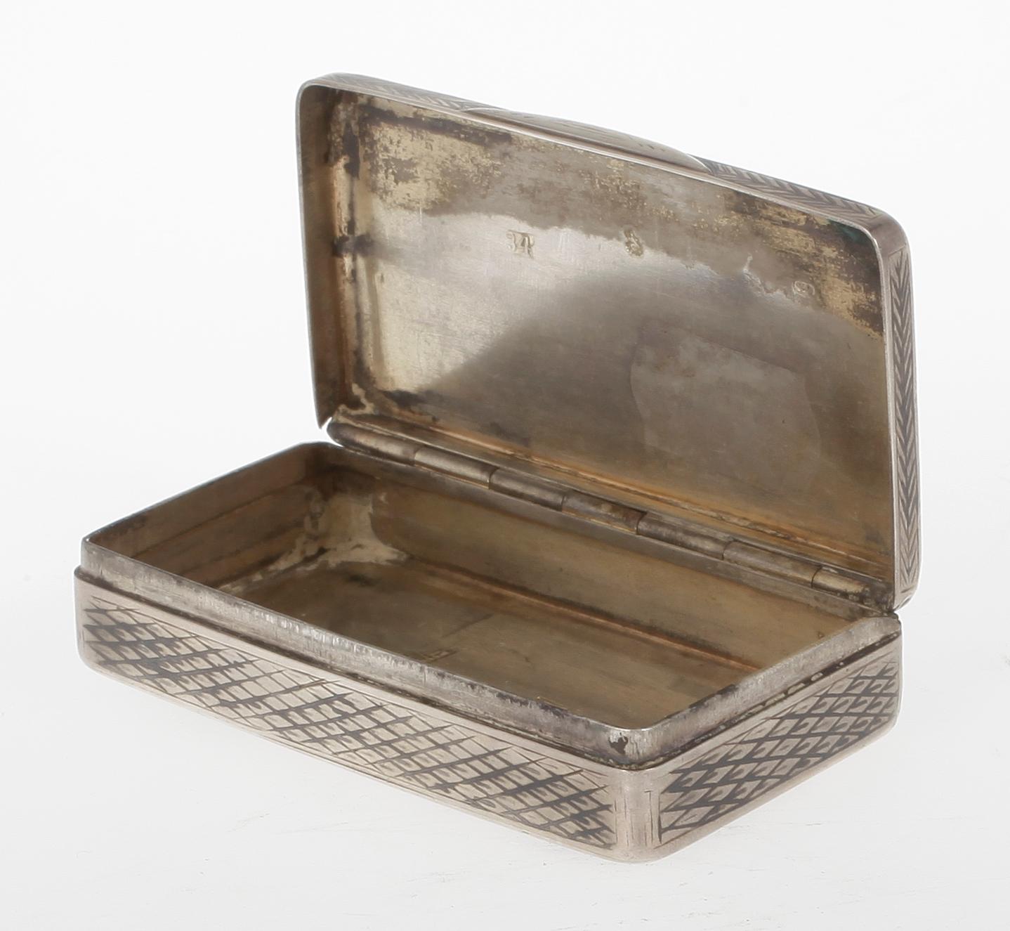 SNUSDOSA silver, oidentifierad mästare, Moskva, 1800-tal.