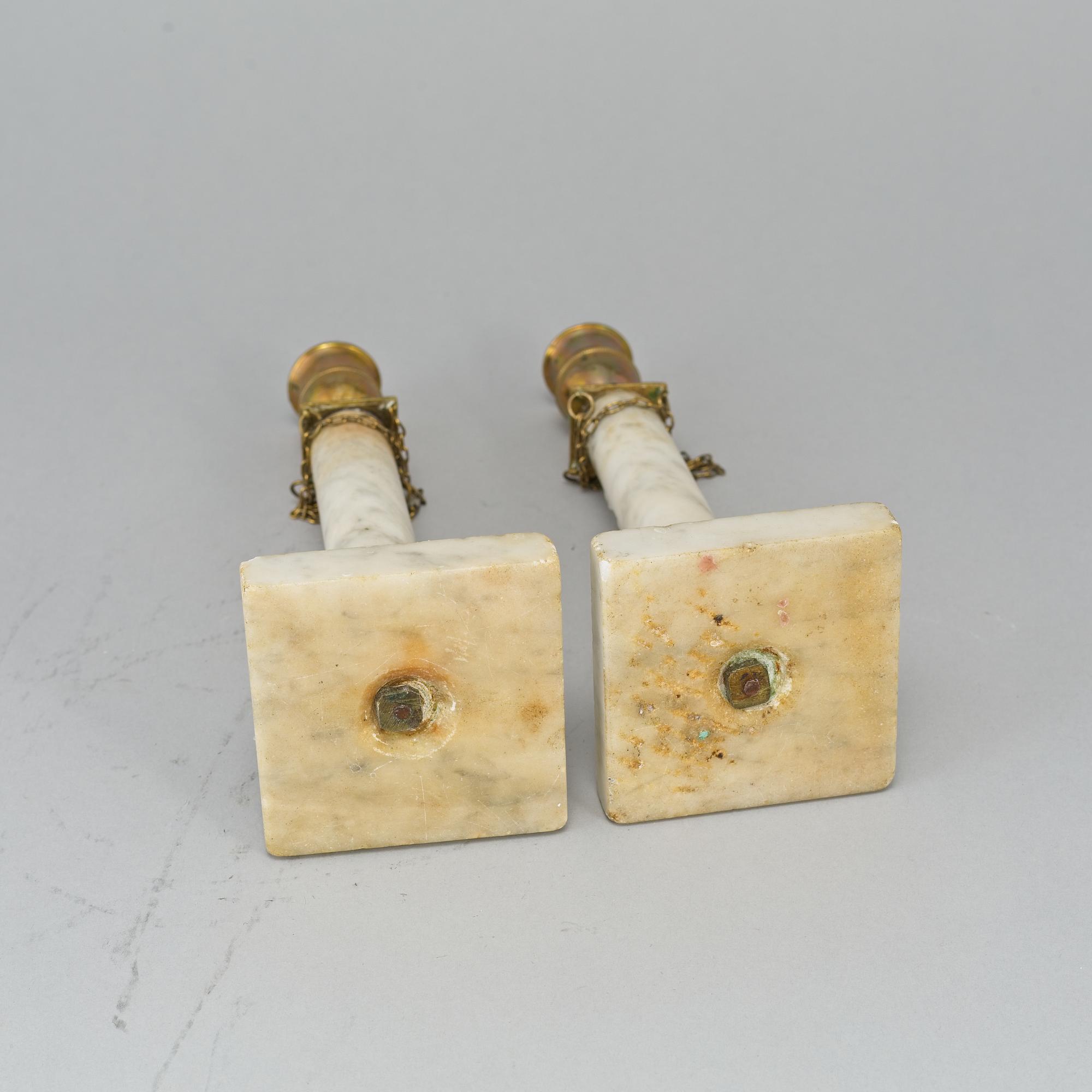 Two similar late gustavian  candlesticks, ca 1800.