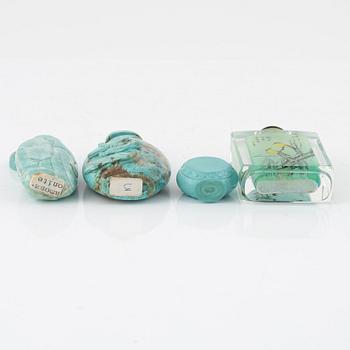 Snusflaskor, 8 st, sten och glas, Kina, 1900-tal.