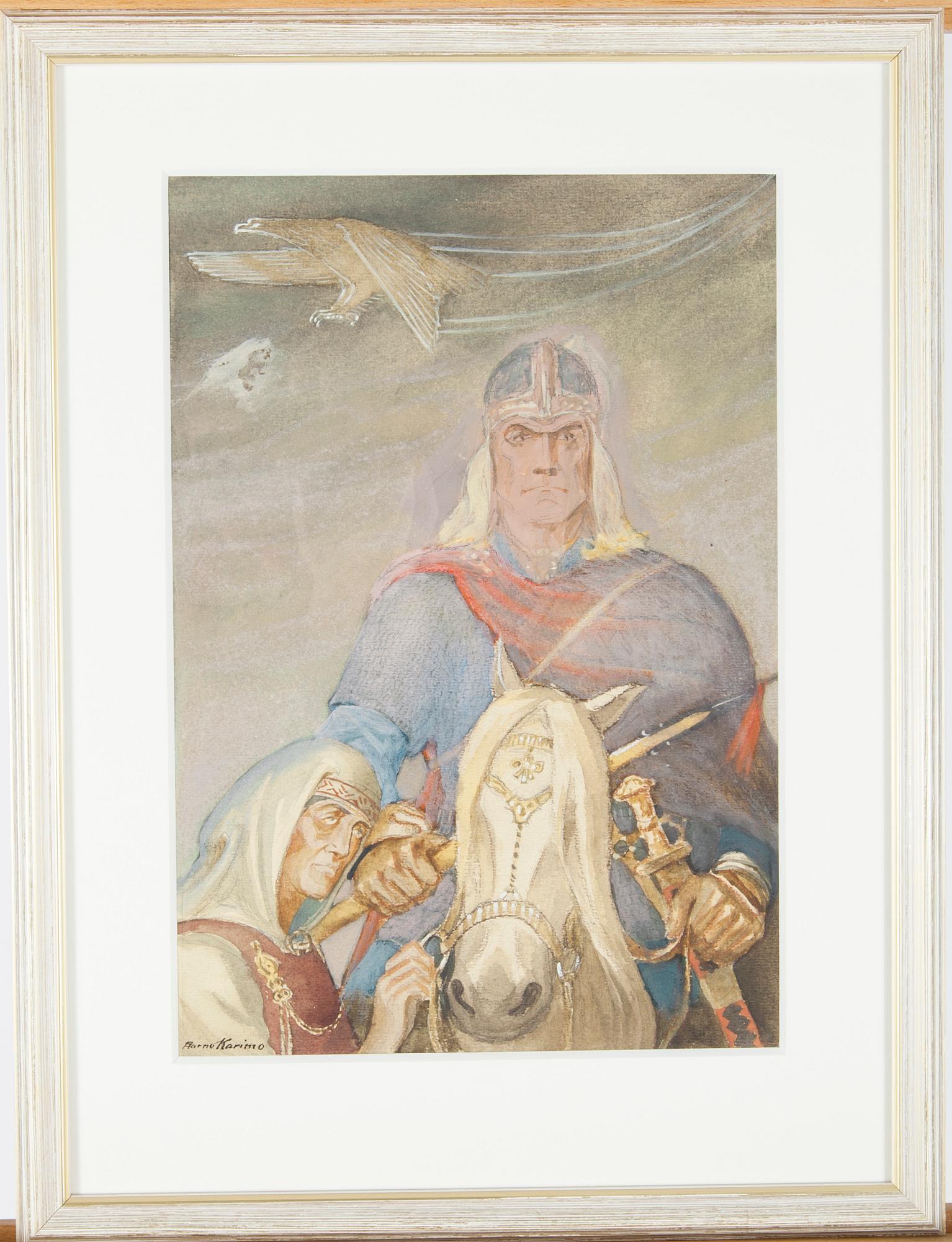 AARNO KARIMO , pastelli ja vesiväri, signeerattu.