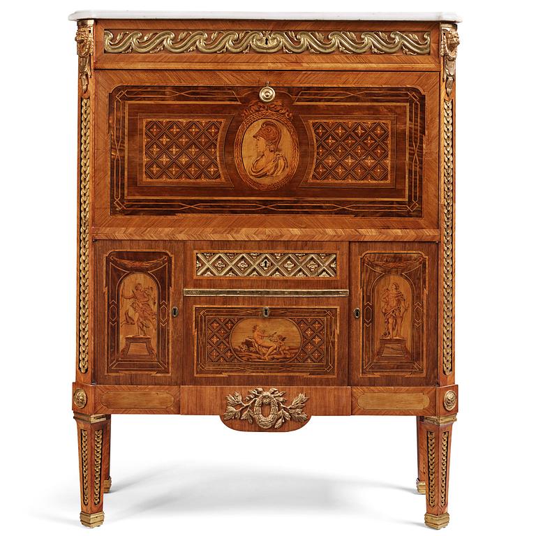 A Gustavian marquetry and ormolu-mounted  secretaire by Gottlieb Iwersson ca 1781 (master in Stockholm 1778-1813)..